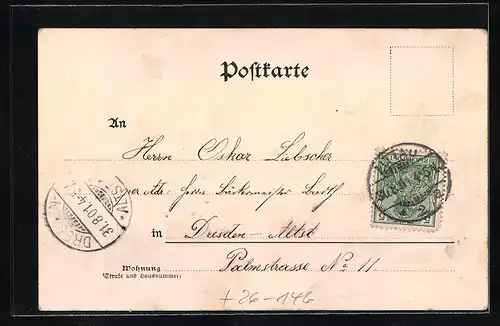 AK Oybin, Teilansicht mit Kirche und Berg