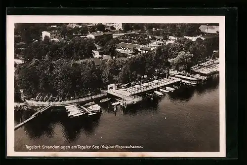 AK Berlin-Tegelort, Strandanlagen am Tegeler See, Orig. Fliegeraufnahme