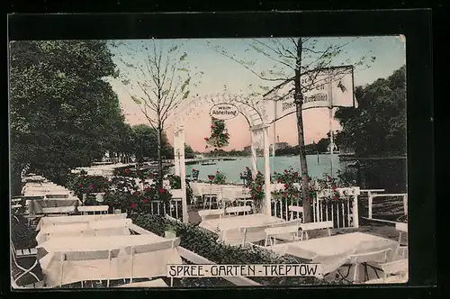 AK Berlin-Treptow, Restaurant Spree-Garten