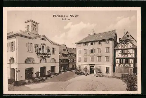 AK Eberbach a. Neckar, Rathaus und Gasthaus zum Karpfen