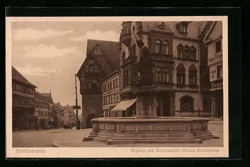 AK Nordhausen, Neptun am Kornmarkt, Neues Stadthaus