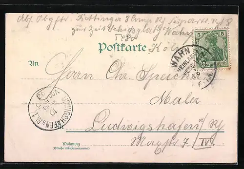 Lithographie Rolandseck, Panoramablick auf den Ort