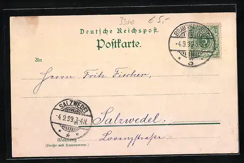 Lithographie Braunschweig, Burgplatz mit Denkmal