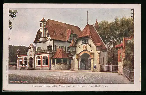 AK Berlin-Grunewald, Restaurant Hundekehle v. H. Otto, Vorderansicht