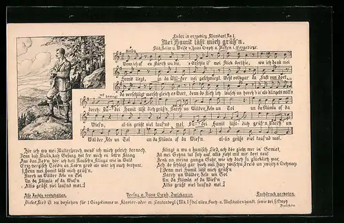 AK Lied in erzgebirgischer Mundart Mei Hamit lässt mich grüss`n