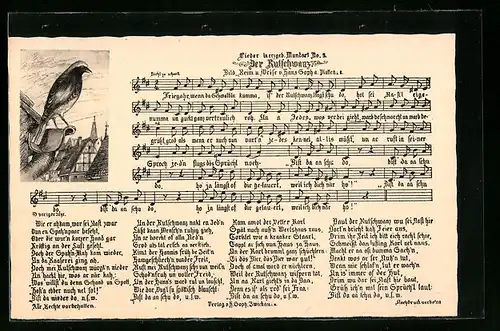 AK Lied in erzgebirgischer Mundart Der Rutschwanz-Vogel auf dem Dach