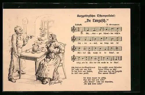 AK Lied-Aarzgebirgisches Tschumperliedel De Lusgusch