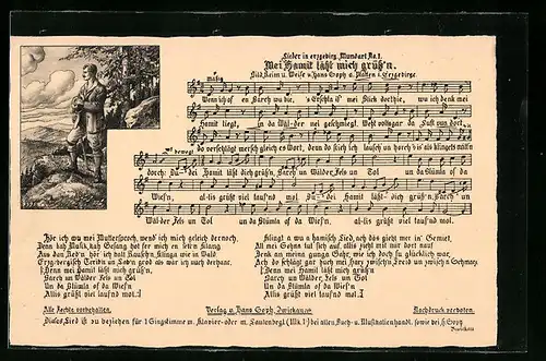 AK Lied in erzgebirgischer Mundart Mei Hamit lässt mich grüss`n