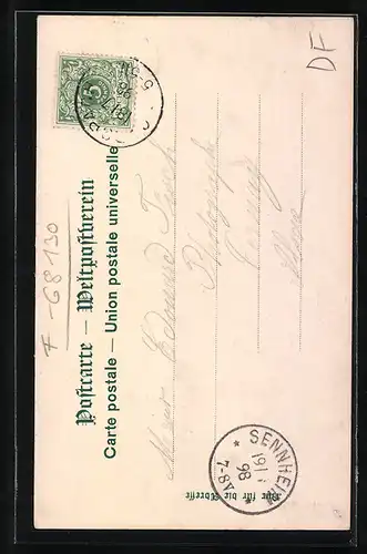 AK Carspach, Strassenpartie mit Kirche