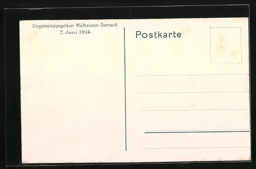 Künstler-AK Mülhausen, Eingemeindungsfeier Mülhausen-Dornach am 7. Juni 1914, Allegorische Gruppe