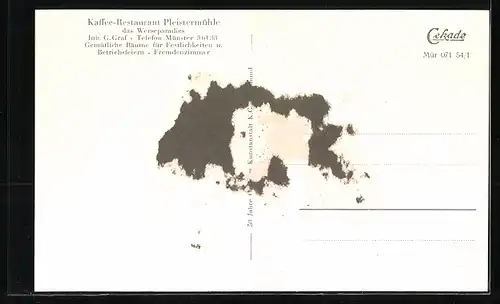 AK Münster in Westfalen, Kaffee-Restaurant Pleistermühle in vier Ansichten