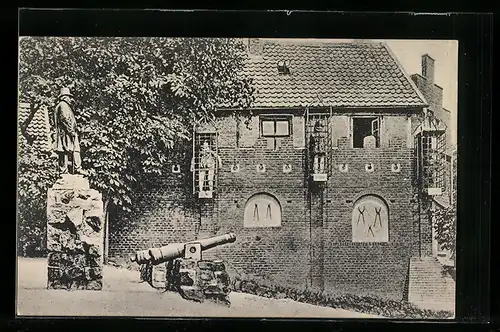 AK Münster i. W., Landois-Denkmal mit Wiedertäufergruppe