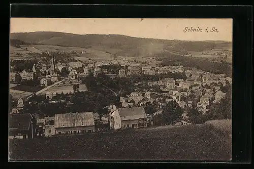 AK Sebnitz i. Sa., Totalansicht von einem Berg aus