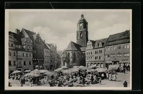 AK Meissen /Elbe, Markt mit Verkaufsständen