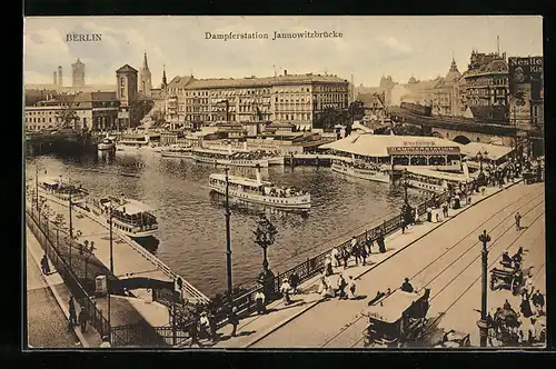 AK Berlin, Dampferstation Jannowitzbrücke aus der Vogelschau