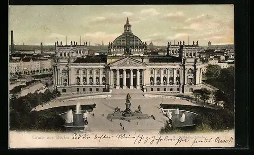 AK Berlin-Tiergarten, Reichstagsgebäude aus der Vogelschau