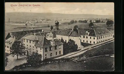 AK Kempten, Kloster Lenzfried aus der Vogelschau
