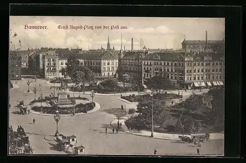 AK Hannover, Ernst August-Platz von der Post aus