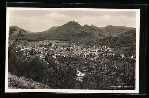 AK Annweiler, Panorama von einem Berg aus