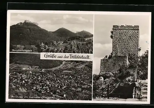 AK Annweiler (Westmark), Panorama, Reichsburg Trifels, Burgdreifaltigkeit