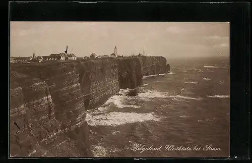 AK Helgoland, Westküste bei Sturm