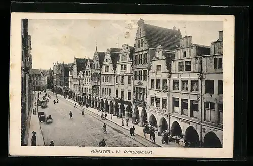 AK Münster i. W., Prinzipalmarkt aus der Vogelschau