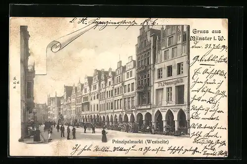 AK Münster i. W., Prinzipalmarkt (Westseite)