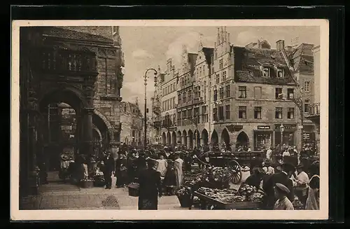 AK Münster i. W., Prinzipalmarkt am Markttag