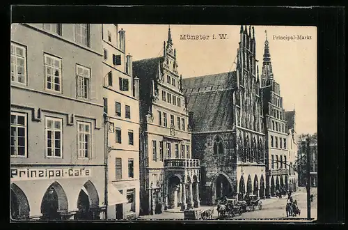 AK Münster i. W., Prinzipalmarkt mit Geschäften