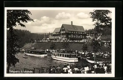 AK Waldheim i. Sa., Gaststätte Talsperre Kriebstein mit Motorbootstation