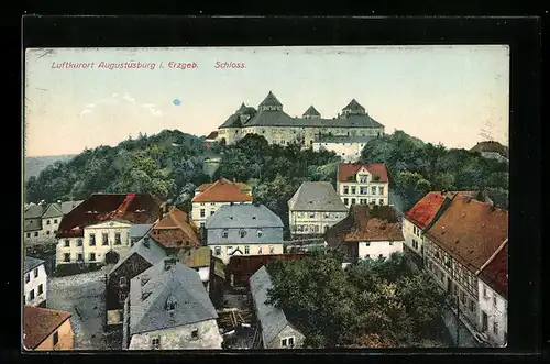 AK Augustusburg i. Erzgeb., Teilansicht mit Schloss