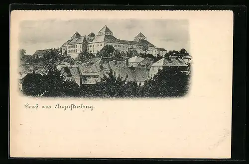 AK Augustusburg i. Erzgeb., Teilansicht mit Schloss