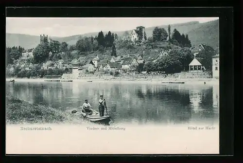 AK Neckarsteinach, Hotel zur Harfe, die Vorder- und Mittelburg