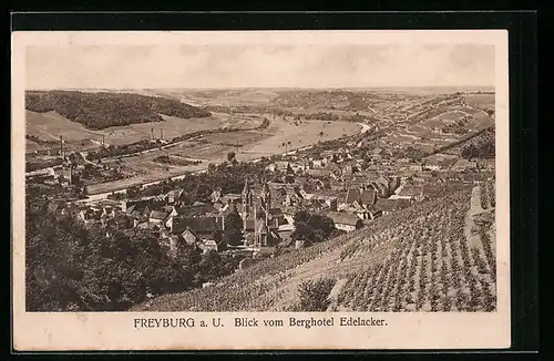 AK Freyburg a. U., Blick vom Berghotel Edelacker auf die Stadt
