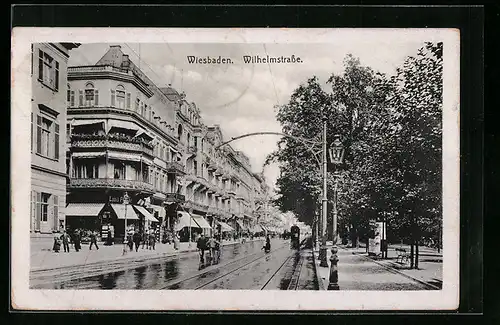 AK Wiesbaden, Blick über die Wilhelmstrasse