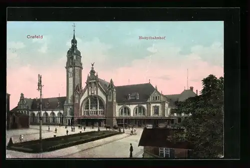 AK Crefeld, Blick auf den Hauptbahnhof