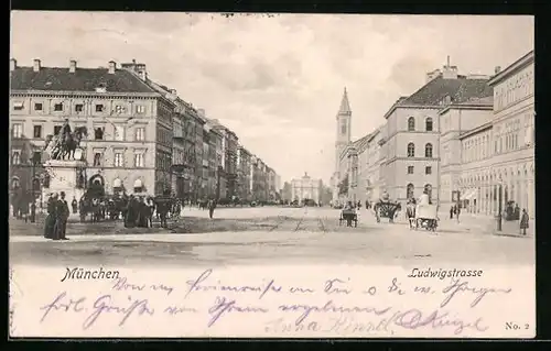 AK München, Blick in die Ludwigstrasse
