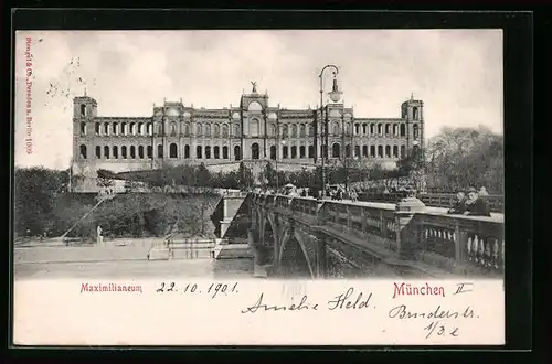 AK München, auf der Brücke vor dem Maximilianeum