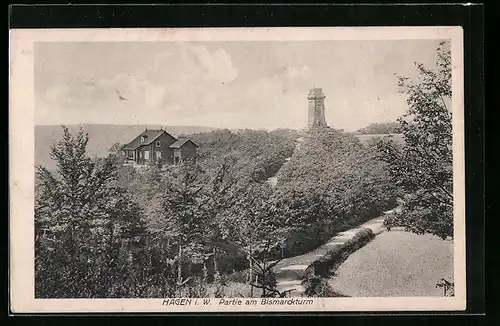 AK Hagen i. W., Partie am Bismarckturm