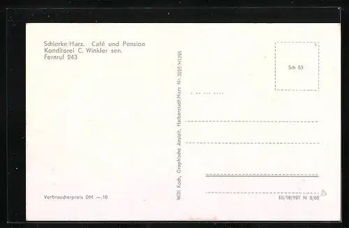 AK Schierke im Harz, Cafe und Pension Konditorei C. Winkler