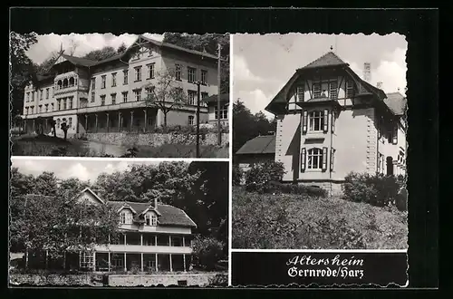 AK Gernrode im Harz, vor dem Altersheim, Mehrfachansichten