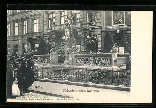 AK Köln am Rhein, Besucher am Heinzelmännchen-Brunnen