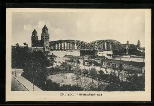 AK Köln am Rhein, Blick auf die Hohenzollernbrücke