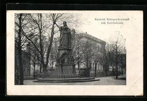 AK Krefeld, das Kriegerdenkmal vor der Reichsbank