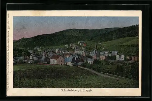Luna-AK Schmiedeberg im Erzgebirge, Generalansicht der Ortschaft