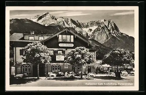 AK Partenkirchen, vor dem Restaurant Cafe Kochelberg