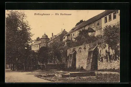 AK Hildburghausen, Partie an der alten Stadtmauer