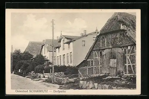 AK Ostseebad Scharbeutz, Dorfpartie mit Wohnhäusern