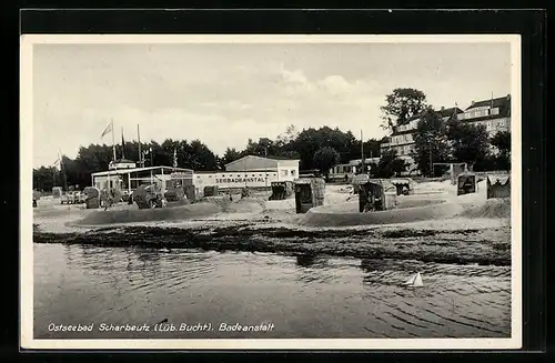 AK Ostseebad Scharbeutz, Blick auf die Badeanstalt am Strand