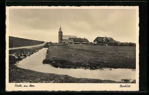 AK Horsbüll, Blick zur Kirche am Meer